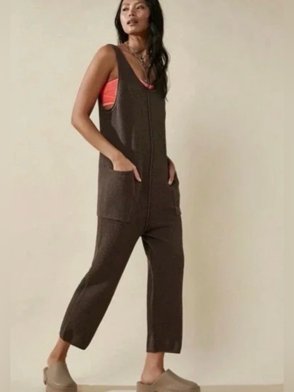 Free People FP Beach Hailee Sweater Jumper Jumpsuit Brown NWOT Size Medium